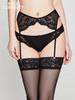 好奇蜜斯性感低腰吊袜带女透视法式超薄蕾丝简约可调节防滑扣夏 黑欧瑞 商品缩略图0