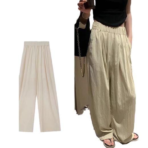 「四色可选！山本裤慵懒风」褶皱肌理感裤子 日系甩甩休闲遛弯裤宽松女士阔腿裤褶皱裤下装 商品图4