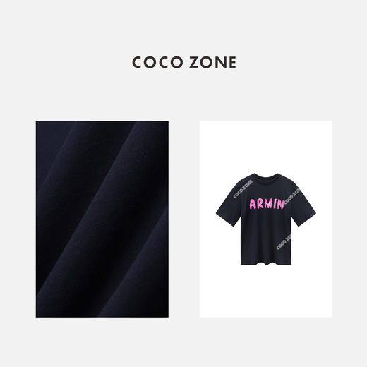 COCO ZONE2024夏季圆领百搭休闲上衣字母印花短袖T恤CC2B0779 商品图2