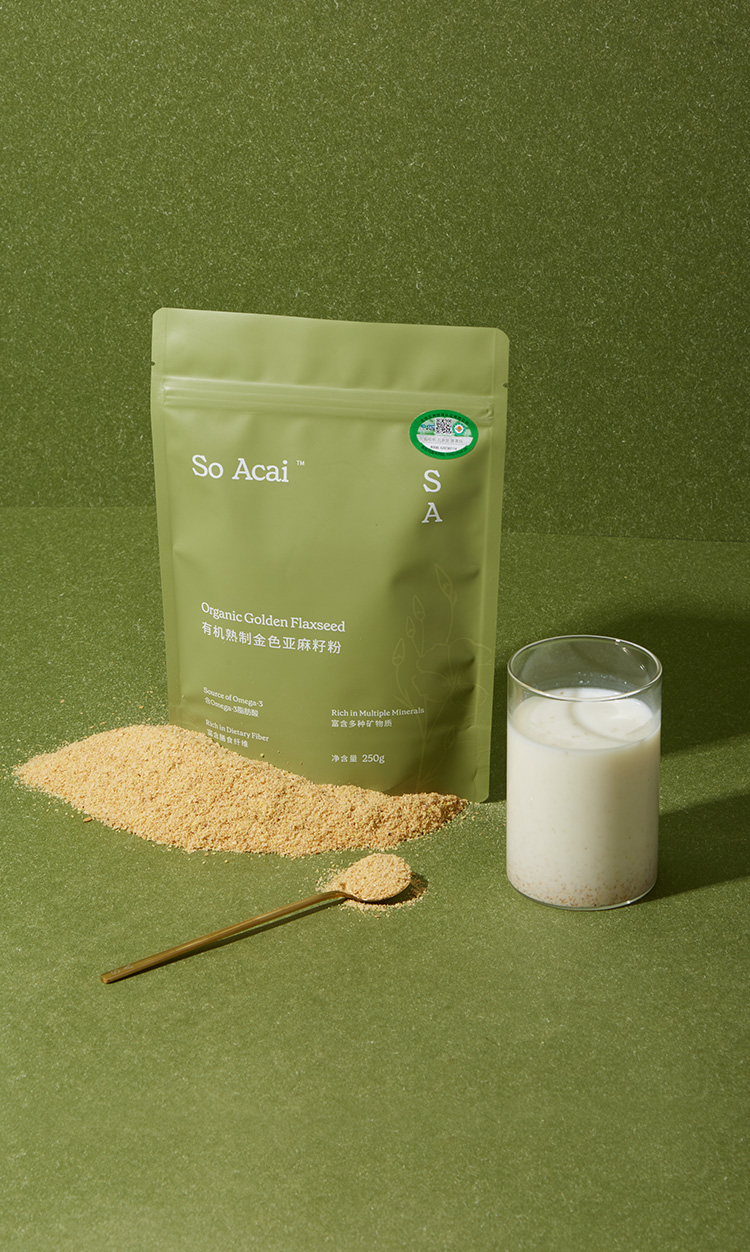 有机熟制金色亚麻籽粉