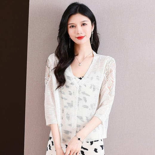 薄款冰丝针织衫，小披肩七分袖上衣CC-56-A5608 商品图1
