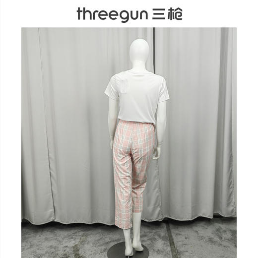 Threegun三枪 高支纯棉彩格女家居长裤-61216B011 商品图2