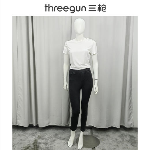 Threegun三枪 水洗牛仔修身女九分裤-60882B011 商品图3