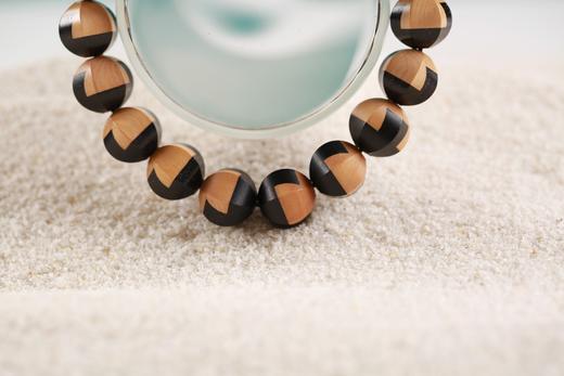 ZGT0068°紫光檀&黄杨木榫卯手串 商品图5