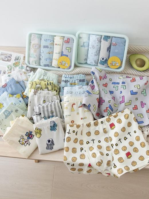 【高品质不夹屁屁，妈妈放心的小裤裤】4条装儿童内裤 女童男童纯棉a类 图案随机 平角卡通中大童短裤 便当盒装学生棉内裤-QQ 商品图0