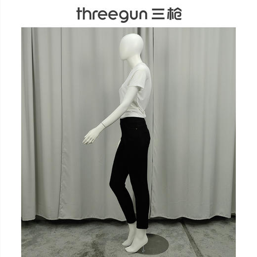 Threegun三枪 水洗牛仔修身女九分裤-60882B011 商品图1