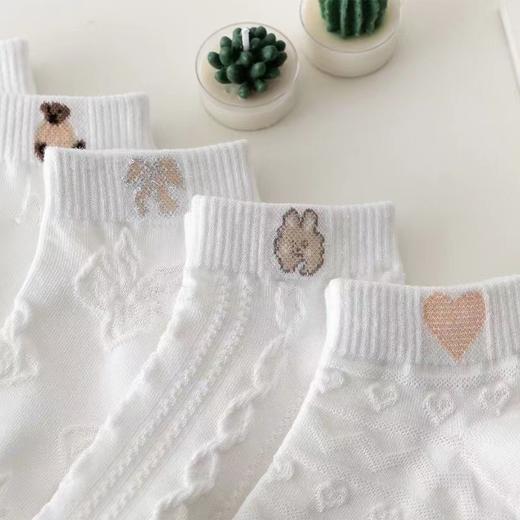 「9.9到手5双！夏季薄款」白色袜子女可爱日系ins潮短筒袜春夏季薄款学生短袜浅口纯白船袜配饰 商品图3