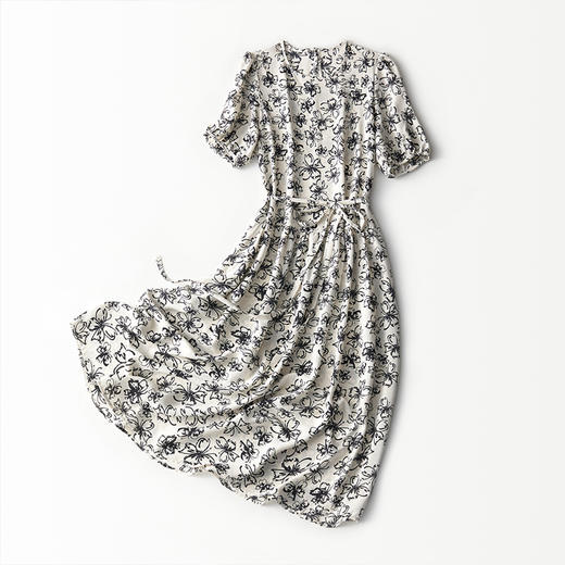 CCJ3418法式碎花雪纺连衣裙夏季女收腰显瘦气质感短袖仙女长裙子 商品图4