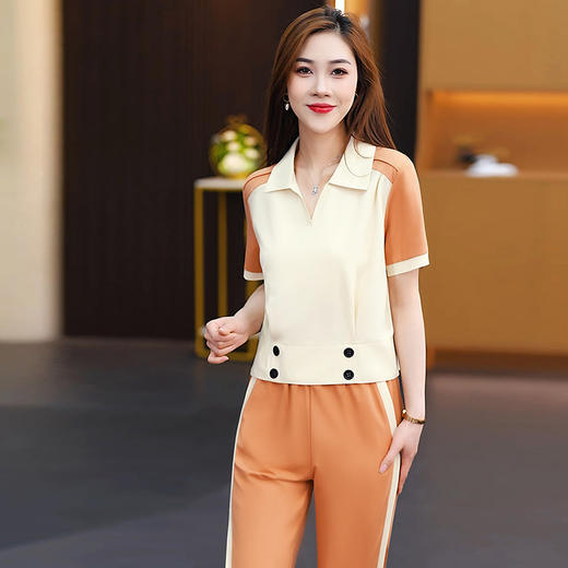 雀说短袖休闲运动服套装女士新款洋气时髦两件套AL23044 商品图2