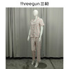 Threegun三枪 高支纯棉彩格翻领开襟短袖长裤女家居套-82114D011 商品缩略图4