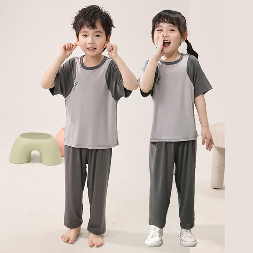 【凉感莫代尔，儿童家居服套装】儿童睡衣亲子家居服套装，柔软爽滑吸湿排汗快干，男童短袖长裤夏季薄款女童空调衣服QQ父亲节礼物新年礼盒年货礼盒 商品图8