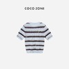 COCO ZONE"露水薄荷“夏季圆领短袖条纹套头针织衫简约百搭通勤上衣CC2B0795 商品缩略图1