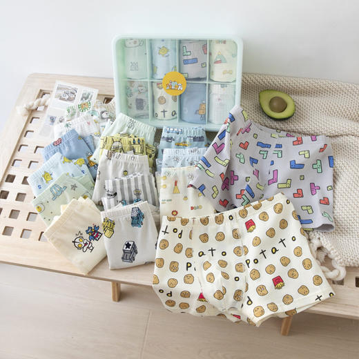 【高品质不夹屁屁，妈妈放心的小裤裤】4条装儿童内裤 女童男童纯棉a类 图案随机 平角卡通中大童短裤 便当盒装学生棉内裤-QQ 商品图8