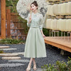 新中式精致薄荷绿绣花，改良旗袍吊带裙套装HR-ZMFS24316 商品缩略图0