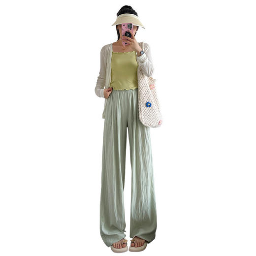 【轻如冰丝，舒适透气】百搭易配遮肉显瘦，春夏新品冰丝休闲山本裤女，高腰宽松拖地裤。轻柔材质令你感受前所未有的舒适透气，多色可选点亮你的衣橱！ 商品图4