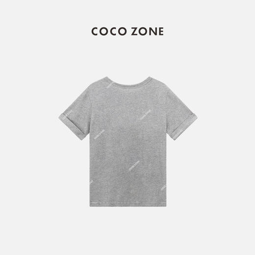 COCO ZONE2024简约圆领字母绣花T恤显瘦通勤休闲上衣CC2B0780 商品图1