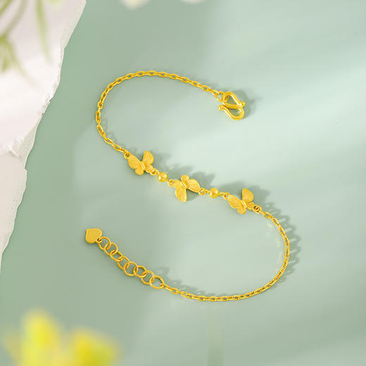 蝴蝶黄金手链女款双层素链5G足金手饰送女友生日礼物母亲节【按克计价黄金1】MEMORA诗普琳GBE02001（线上专供） 商品图1