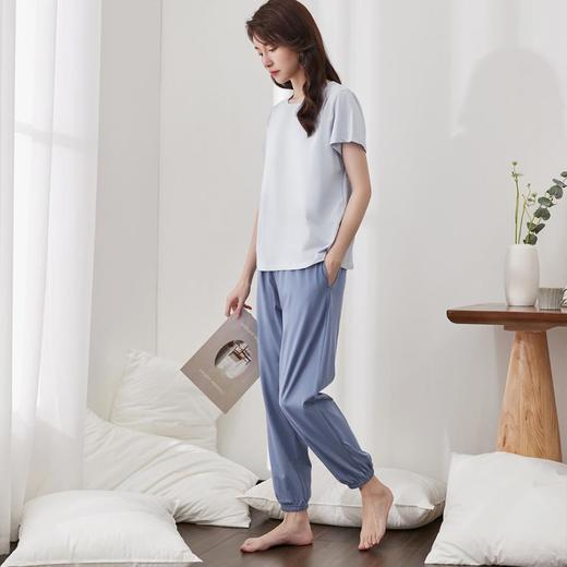 3部顶瓜瓜全棉撞色女士短袖长裤套装DJJWQ-AQW22637 商品图3