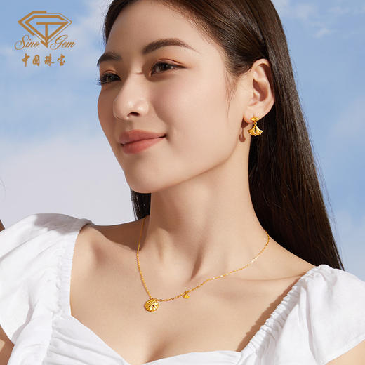 「追光」繁花黄金耳饰 银杏足金耳坠 商品图6