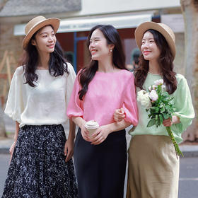 【福利清仓】100%真丝花萝夏泡泡袖女上衣