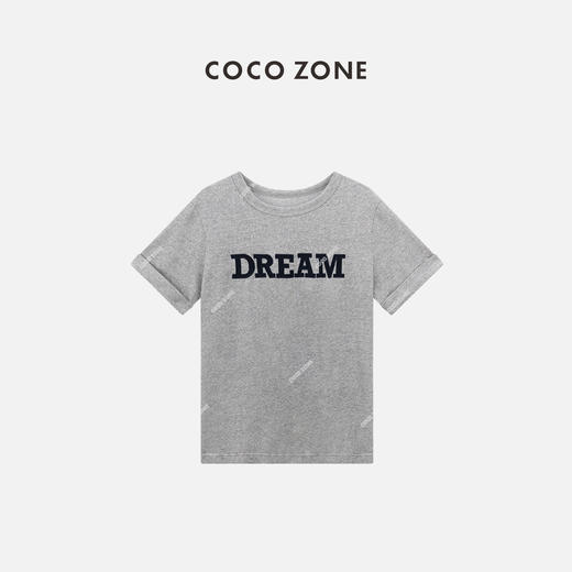 COCO ZONE2024简约圆领字母绣花T恤显瘦通勤休闲上衣CC2B0780 商品图0
