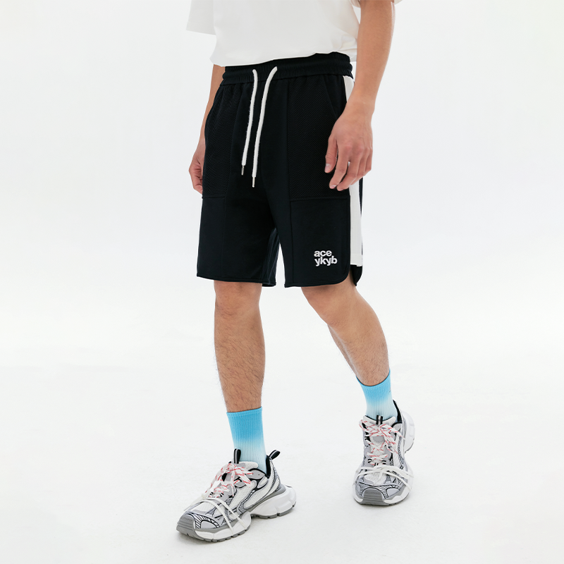 ACEYKYB黄子韬撞色休闲短裤2025夏新款潮牌华夫格美式宽松五分裤