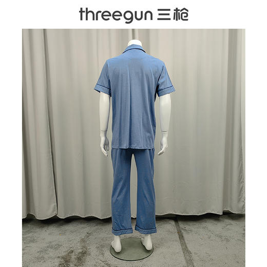 Threegun三枪 舒肤棉翻领开襟短袖长裤男家居套-80781D911 商品图11
