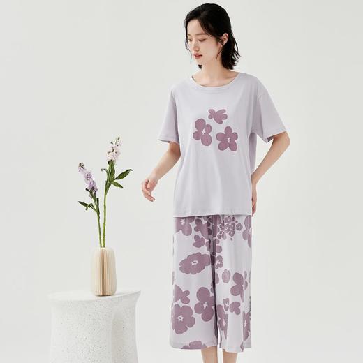 3部顶瓜瓜女士小圆领短袖七分裤家居服套装DJJWX-AQW22590 商品图0