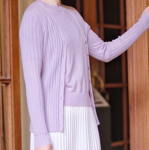 超柔夏季羊绒抽条开衫 商品图2