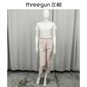 Threegun三枪 高支纯棉彩格女家居长裤-61216B011