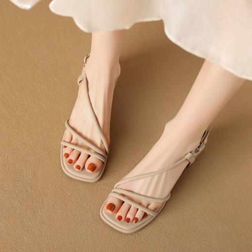 ZHR则则法式复古粗跟凉鞋2024新款时尚百搭洋气沙滩凉鞋简约女鞋 商品图8