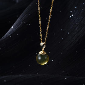 子佩集S925银【新曦】套链项链【D1020】纯银琥珀镀金蓝珀2404