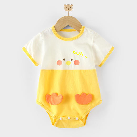 【可爱萌翻天~让宝宝快乐过夏天！】2024春夏上新 A类夏季薄款 纯棉新生儿 三角哈衣男女宝宝 连体爬服 卡通短袖包屁衣-QQ 商品图4
