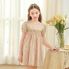 女童连衣裙2024夏季新款儿童绿色绣花纯棉裙子泡泡袖碎花公主裙 商品缩略图4