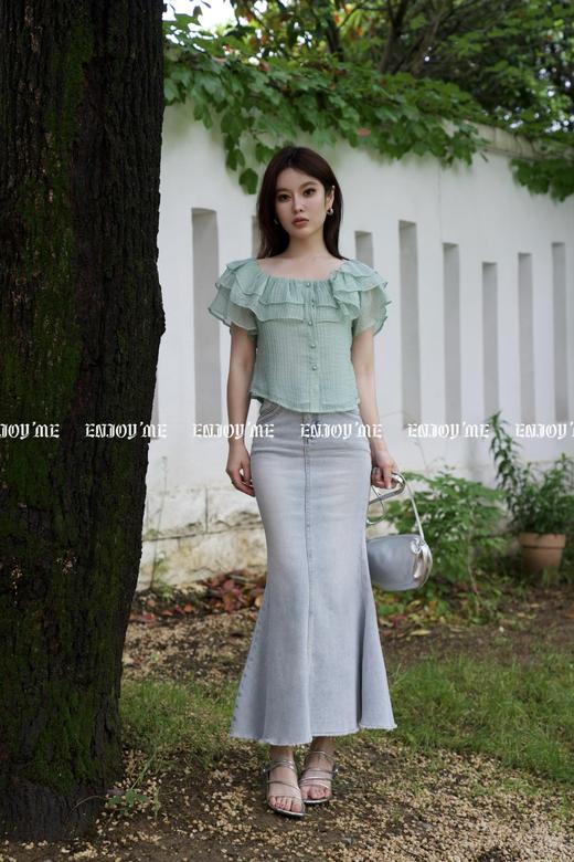 【门店同款】ENJOY夏季浪漫-荷叶边纯色上衣 157501479 商品图0