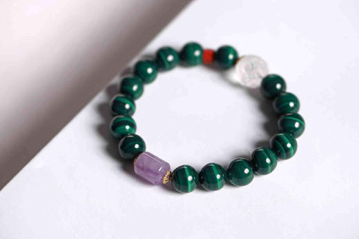 YKQS0001°孔雀石+熏衣草桶珠手串 商品图0