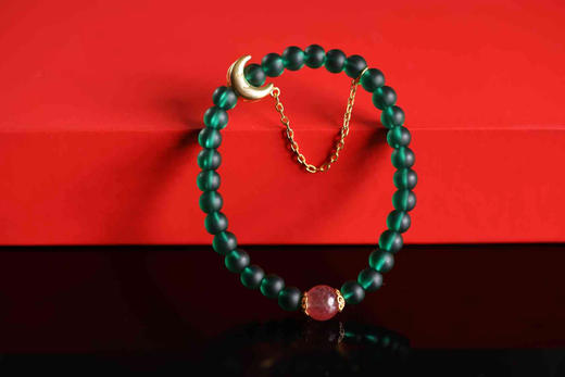 YLLL0006°绿琉璃+沙金月亮手串 商品图0