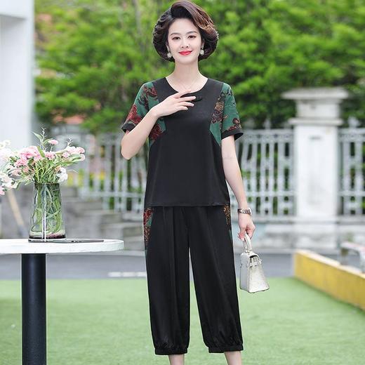 TZW-中国风妈妈装休闲套装短袖薄款中老年女装夏装新款上衣裤子两件套 商品图5