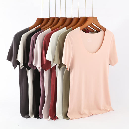 weyo夏季新款女兰精莫代尔无痕V领圆领短袖1732、1733 商品图1