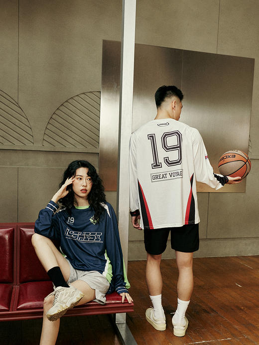 LUSHISI美式投篮服足球训练服骑行服运动t恤拼接复古赛车服[融合] 商品图1