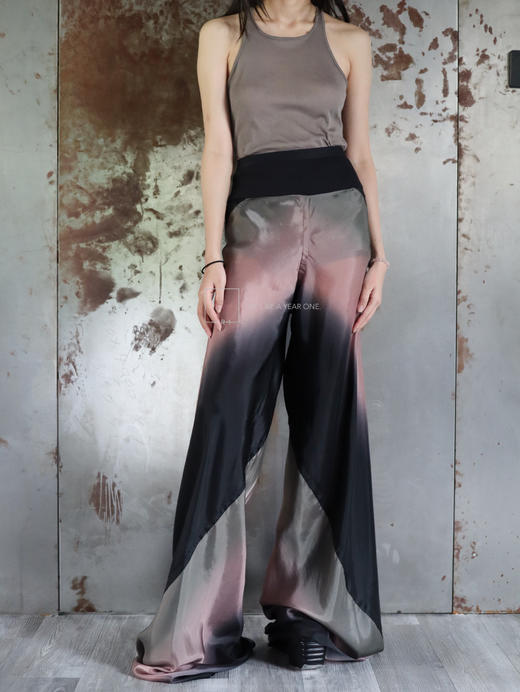 Rick Owens | LIDO图形印花阔腿高腰缎面长裤 商品图0