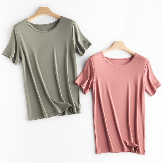 weyo 夏季新款女兰精莫代尔休闲圆领短袖T恤17310 商品图1