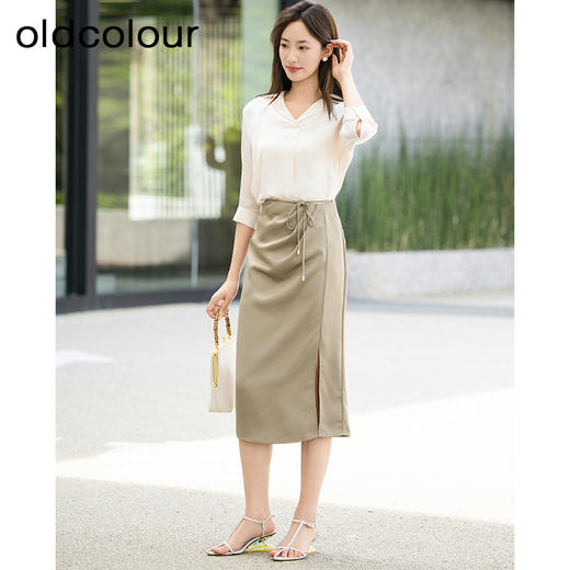 oldcolour夏季新款法式高级感开叉西装半身裙女包臀裙GP21063811 商品图2