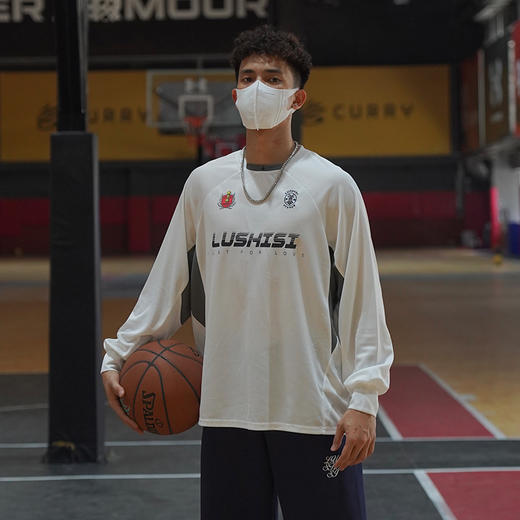 LUSHISI美式训练服篮球速干长袖t恤投篮服复古赛车服斗志主题印花 商品图0