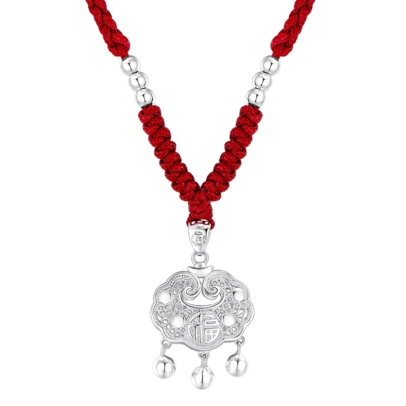 卡蒂罗KADER 福运平安锁平安扣项链 925银新中式国潮长命锁古典设计锁骨链 灵动好运民族风配饰 礼物 礼盒 闺蜜