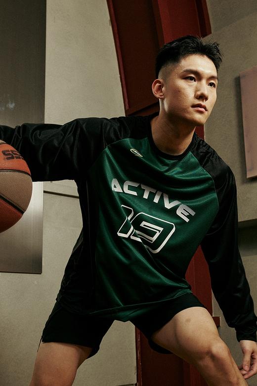 LUSHISI美式复古撞色学院拼接速干长袖篮球训练上衣插肩T恤[敏捷] 商品图5