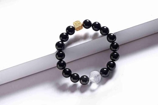 YHYS0006°黑曜石+银镀四方财神珠手串 商品图0