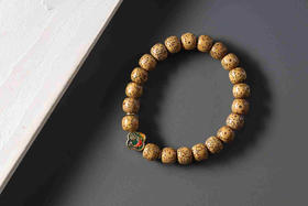 YXPT0032°星月菩提+沙金四叶草福字锦鲤隔珠手串0.8*0.9*21