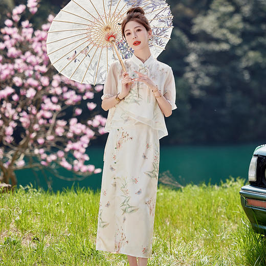 新中式国风显瘦气质，超好看两件套装裙HR-HMG2833 商品图1