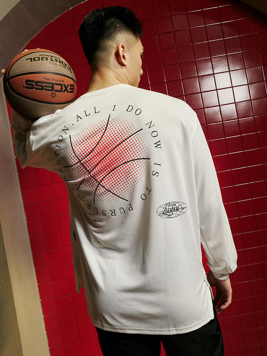 LUSHISI秋季[日落篮球]网眼速干运动长袖t恤男训练投篮服美式街头 商品图2